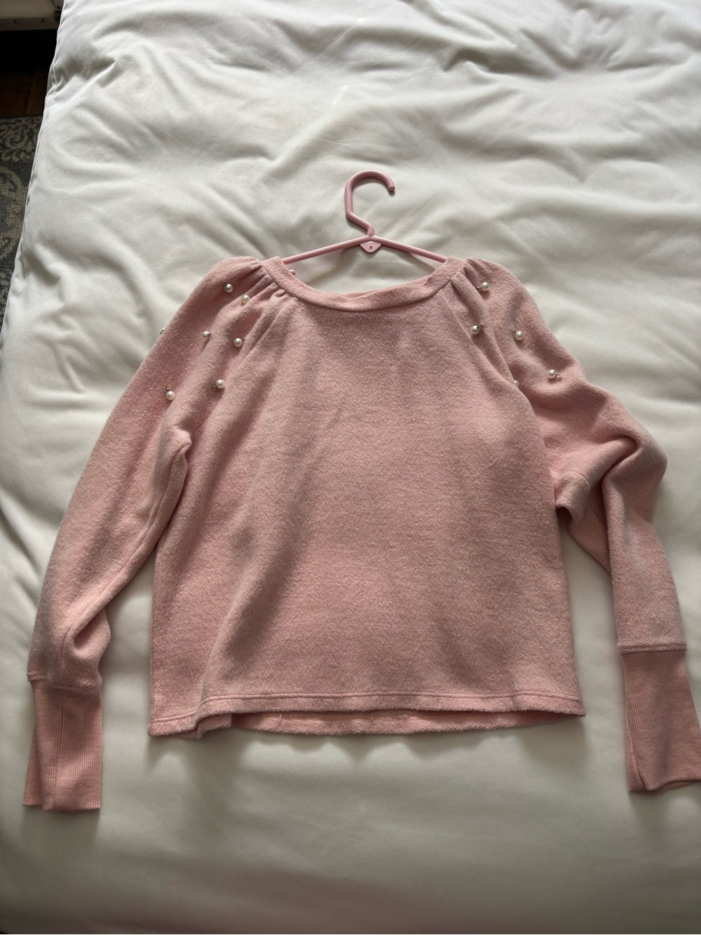 1901 Pink Pearl-Accent Crewneck Sweater